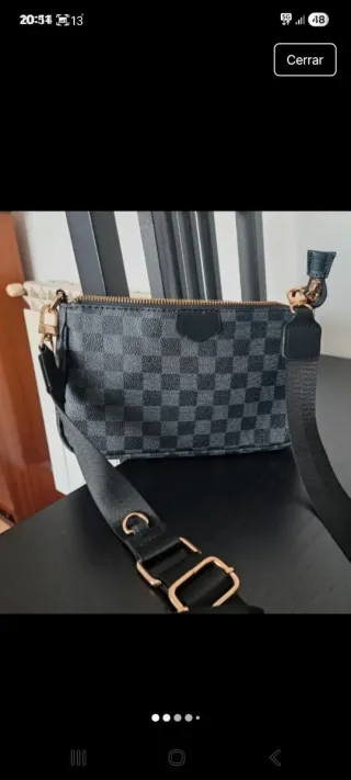 Bolso cuadros negro y gris