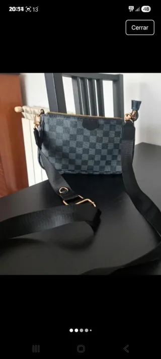 Bolso cuadros negro y gris