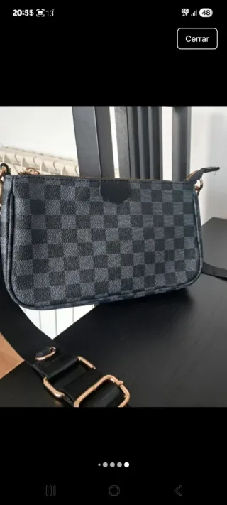 Bolso cuadros negro y gris