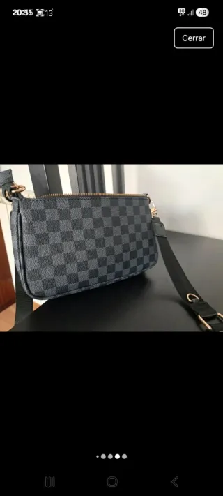 Bolso cuadros negro y gris