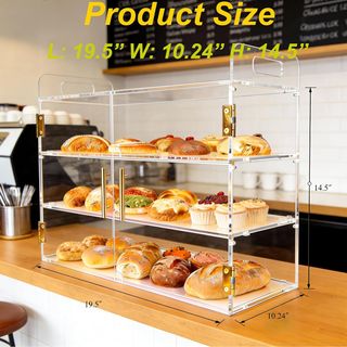 Vitrina 3 Niveles Acrílico Panadería