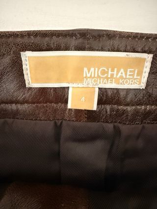 Falda de cuero marrón Michael Kors Talla S
