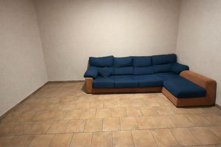 Sofá modular azul y marrón 2,95m + Chaiselongue 1,