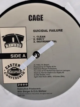 Vinilo Rap Cage - Suicidal Failure 12" 2000