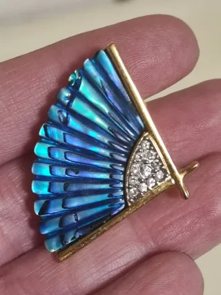 Pendientes abanico azul y dorado