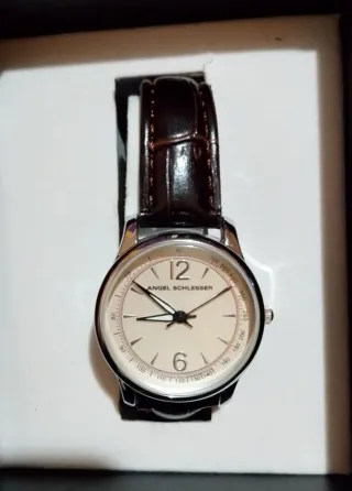 Reloj Angel Schlesser Correa Marrón y Plata
