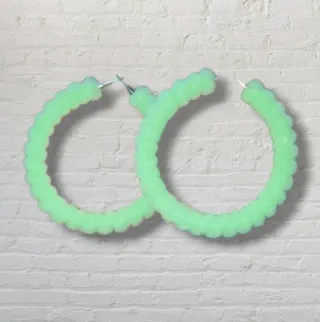 Pendientes Aro Verde Peludo