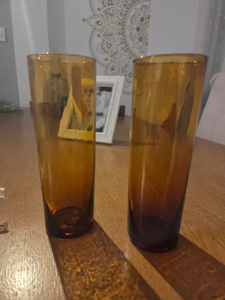 Vasos altos vintage ámbar