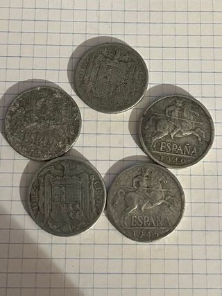 Lote 5 Monedas España 10 Céntimos 1940-1945