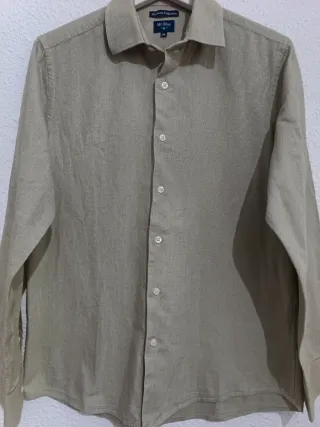 Camicia a maniche lunghe beige da uomo