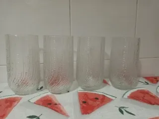 4 Vasos Cristal Labrados