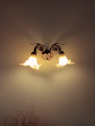 Lámpara de techo y apliques de cristal.