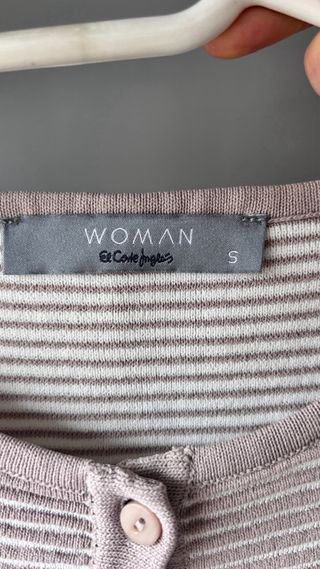 Cárdigan El Corte Inglés mujer beige/blanco