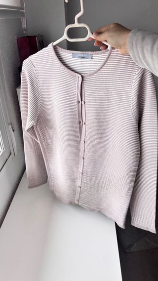 Cárdigan El Corte Inglés mujer beige/blanco