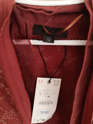 Kimono bordado lino con abalorios zara