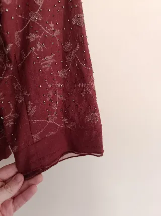 Kimono bordado lino con abalorios zara