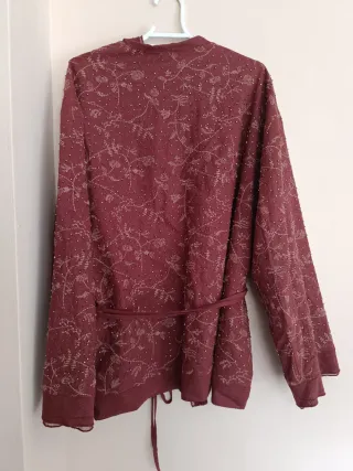 Kimono bordado lino con abalorios zara