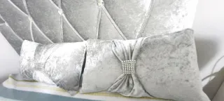 Cabecero Cama 90 Gris Perl Terciopelo con 2 cojine