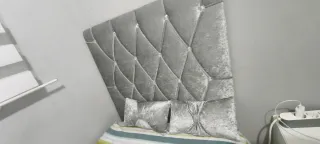 Cabecero Cama 90 Gris Perl Terciopelo con 2 cojine