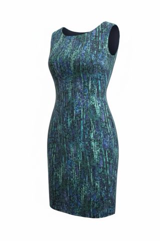 Vestido midi azul/verde efecto brillo – Talla L –