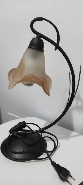 Due eleganti lampade da tavolo in metallo e vetro