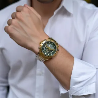 Reloj Skyline Doble Hora Dorado y Verde