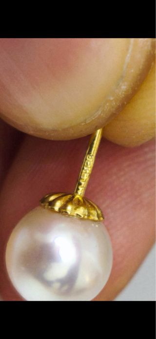 Pendientes Perla Natural Oro 18K Nuevos