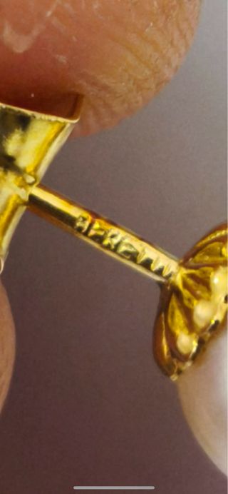 Pendientes Perla Natural Oro 18K Nuevos