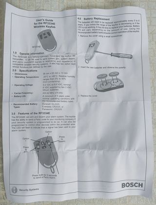 Mando Alarma/Garaje Bosch RF3334E