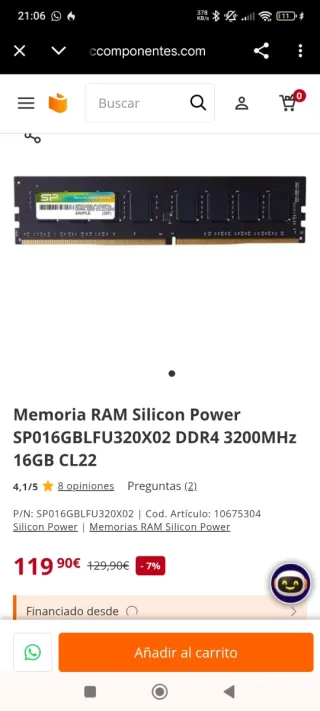 RAM 16GB DDR4 3200MHZ