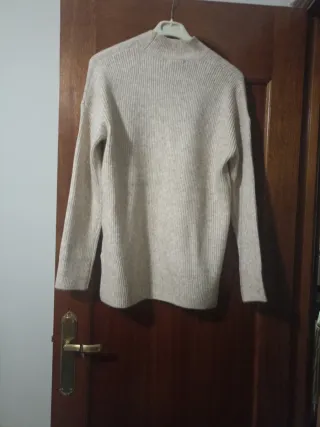 Jersey de punto beige mujer