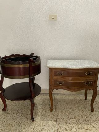 Mesa auxiliar vintage madera y metal
