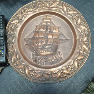 2 Piatti Rame Antico Scultura di Volpe