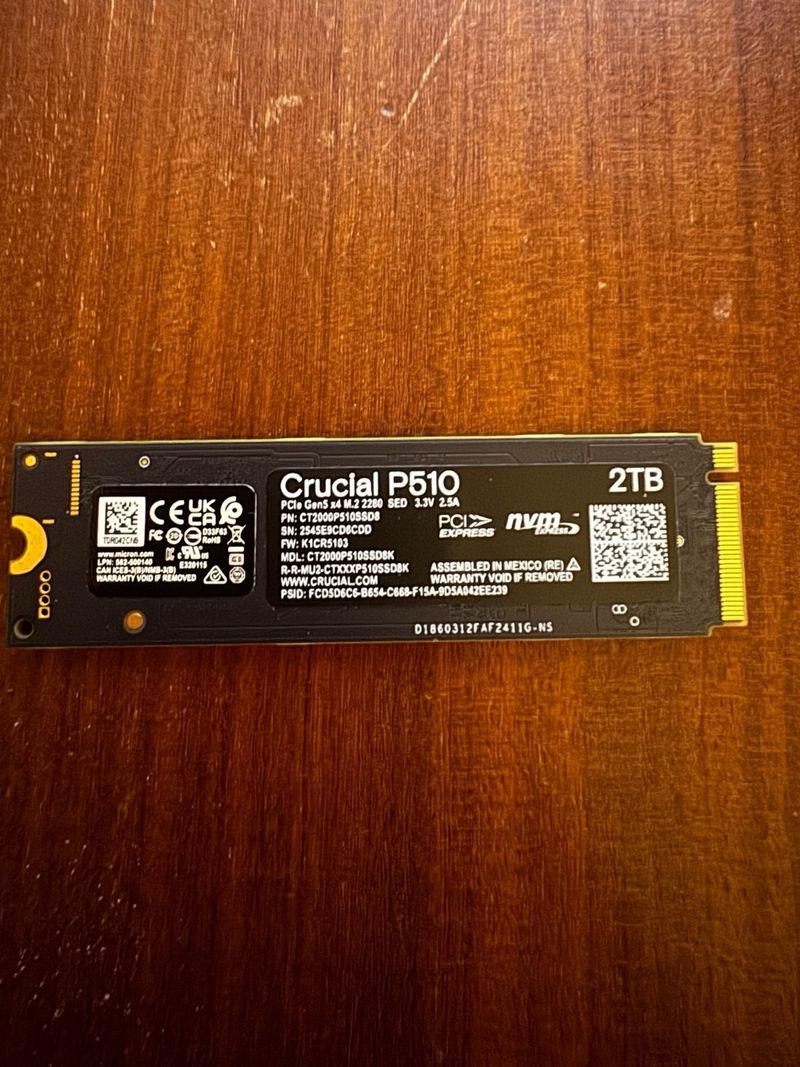 Crucial P510 PCIe Gen5 NVMe 2280 SSD 2tb afbeelding 3