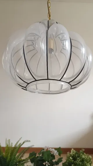 Murano Lampada Zucca vetro soffiato in gabbia New