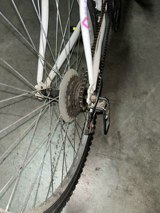 Bicicleta infantil blanca y rosa