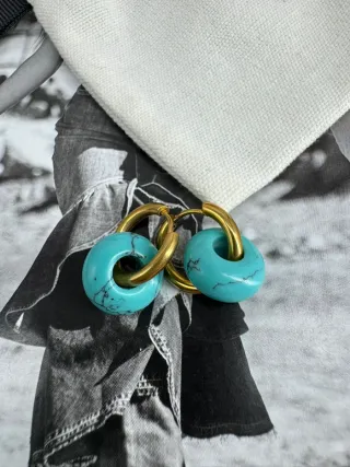 Pendientes Aro Turquesa y Dorado