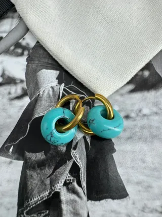 Pendientes Aro Turquesa y Dorado