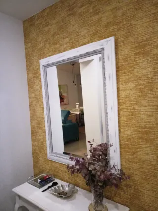 Espejo recibidor/baño madera y cristal