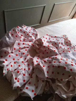 Falda flamenca lunares rosa y rojo talla 40