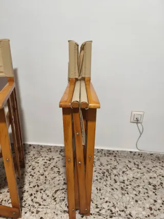 Sillas plegables de madera y tela (3 unidades)