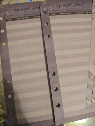 Set Fogli Budget sheet piu bustine trasparenti