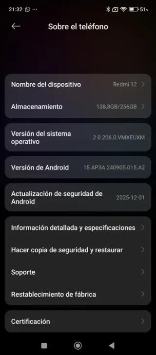 Xiaomi Redmi 12 256GB Negro