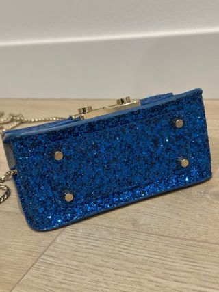 Bolso Furla Metropolis Glitter Azul Dorado
