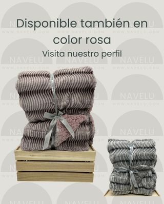 Manta rayas con borreguito gris