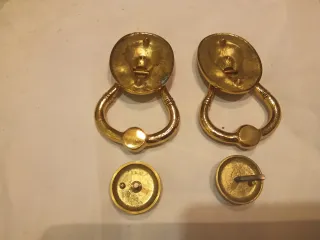 Pareja aldabas llamador león latón