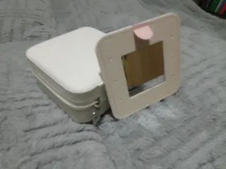 Nuevo Joyero de piel sintética blanco crudo