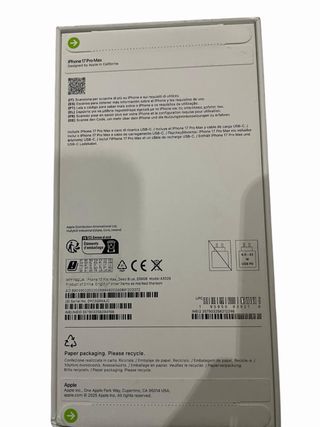 iPhone 17 Pro Max 256GB precintado y cargador