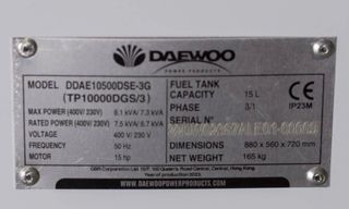 Generador Diésel Daewoo  -3G 8.1 KVA.   2.170 €