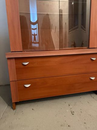 Mueble de salón modular madera y cristal